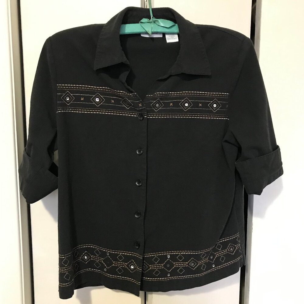 Carroll Reed Petite Ladies Black Blouse Size 12